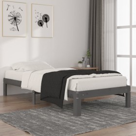 Estructura de cama madera maciza de pino gris 90x200 cm de vidaXL, Camas y somieres - Ref: Foro24-810352, Precio: 83,99 €, De...