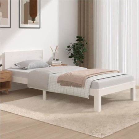 Solid white pine wood bed frame 90x200 cm by vidaXL, Beds and slatted bases - Ref: Foro24-810481, Price: 92,49 €, Discount: %