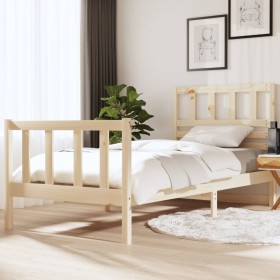 Estructura de cama individual de madera maciza 90x190 cm de vidaXL, Camas y somieres - Ref: Foro24-3101118, Precio: 100,99 €,...