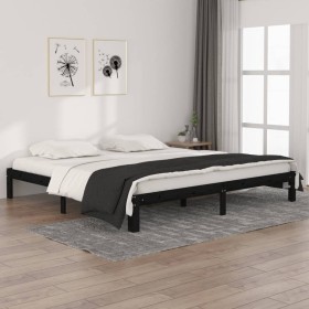 Solid black pine wood bed frame 200x200 cm by vidaXL, Beds and slatted bases - Ref: Foro24-810389, Price: 125,99 €, Discount: %