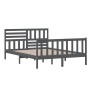 Gray solid wood bed frame 140x200 cm by vidaXL, Beds and slatted bases - Ref: Foro24-3101155, Price: 189,99 €, Discount: %