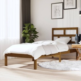 Estructura cama individual madera maciza marrón miel 75x190 cm de vidaXL, Camas y somieres - Ref: Foro24-3101181, Precio: 112...