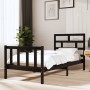 Black single solid pine wood bed frame 90x190cm by vidaXL, Beds and slatted bases - Ref: Foro24-3101317, Price: 134,10 €, Dis...