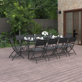 Juego de comedor de jardín 11 piezas acero de vidaXL, Conjuntos de jardín - Ref: Foro24-3073508, Precio: 501,24 €, Descuento: %