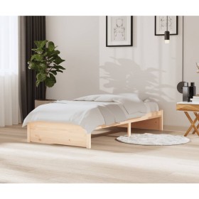 Estructura de cama de madera maciza 90x200 cm de vidaXL, Camas y somieres - Ref: Foro24-814934, Precio: 91,37 €, Descuento: %