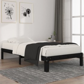 Estructura de cama madera maciza de pino negra 100x200 cm de vidaXL, Camas y somieres - Ref: Foro24-810359, Precio: 84,99 €, ...