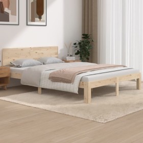 Solid pine wood bed frame 140x190 cm by vidaXL, Beds and slatted bases - Ref: Foro24-810475, Price: 121,54 €, Discount: %