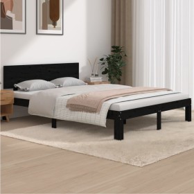 Solid black pine wood bed frame 140x190 cm by vidaXL, Beds and slatted bases - Ref: Foro24-810479, Price: 105,99 €, Discount: %