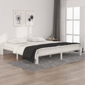 Solid white pine wood bed frame 200x200 cm by vidaXL, Beds and slatted bases - Ref: Foro24-810386, Price: 122,99 €, Discount: %