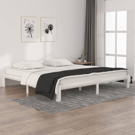 Estructura de cama madera maciza de pino blanco 200x200 cm de vidaXL, Camas y somieres - Ref: Foro24-810386, Precio: 122,17 €...