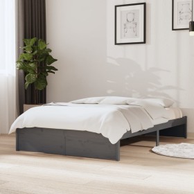 Small double bed frame solid gray wood 120x190 cm by vidaXL, Beds and slatted bases - Ref: Foro24-814921, Price: 153,85 €, Di...