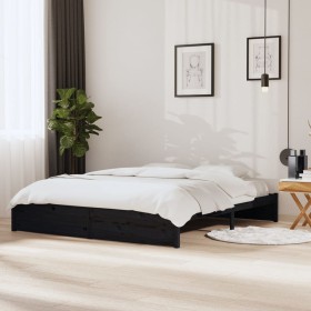 Estructura de cama madera maciza Super King negro 180x200 cm de vidaXL, Camas y somieres - Ref: Foro24-814968, Precio: 186,99...