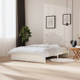 Estructura de cama madera maciza blanca King Size 150x200 cm de vidaXL, Camas y somieres - Ref: Foro24-814955, Precio: 134,99...