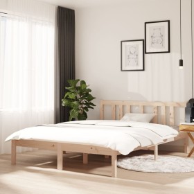 Estructura de cama de matrimonio madera maciza 135x190 cm de vidaXL, Camas y somieres - Ref: Foro24-814859, Precio: 93,99 €, ...