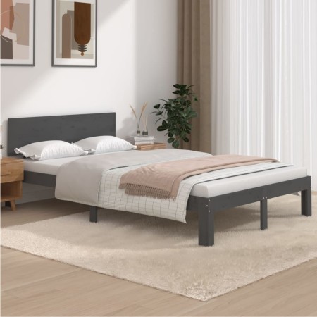 Solid gray pine wood bed frame 120x200 cm by vidaXL, Beds and slatted bases - Ref: Foro24-810492, Price: 170,04 €, Discount: %