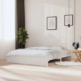 White solid wood bed frame Supe King 180x200 cm by vidaXL, Beds and slatted bases - Ref: Foro24-814965, Price: 146,99 €, Disc...