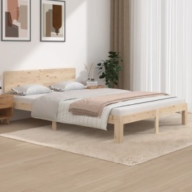 Solid pine wood bed frame 140x200 cm by vidaXL, Beds and slatted bases - Ref: Foro24-810495, Price: 108,14 €, Discount: %