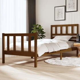 Honey brown solid wood bed frame 90x200 cm by vidaXL, Beds and slatted bases - Ref: Foro24-3101141, Price: 124,41 €, Discount: %