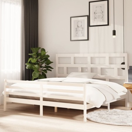 Solid white pine wood bed frame 200x200 cm by vidaXL, Beds and slatted bases - Ref: Foro24-3101304, Price: 164,92 €, Discount: %