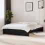 Estructura de cama doble madera maciza negra 135x190 cm de vidaXL, Camas y somieres - Ref: Foro24-814928, Precio: 116,62 €, D...