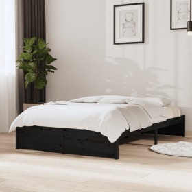 Black solid wood bed frame 120x190 cm by vidaXL, Beds and slatted bases - Ref: Foro24-814923, Price: 121,99 €, Discount: %