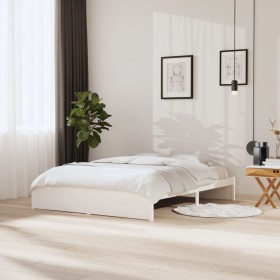 White solid wood bed frame 160x200 cm by vidaXL, Beds and slatted bases - Ref: Foro24-814960, Price: 134,10 €, Discount: %