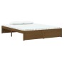 Estructura de cama doble madera maciza marrón miel 135x190 cm de vidaXL, Camas y somieres - Ref: Foro24-814927, Precio: 114,2...