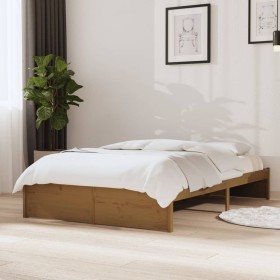 Estructura de cama madera maciza marrón miel 120x200 cm de vidaXL, Camas y somieres - Ref: Foro24-814947, Precio: 95,99 €, De...