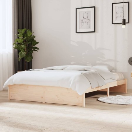 Estructura de cama de madera maciza 140x190 cm de vidaXL, Camas y somieres - Ref: Foro24-814929, Precio: 118,99 €, Descuento: %