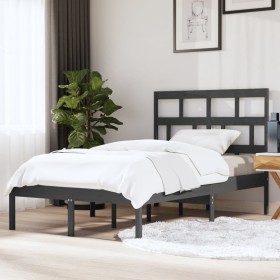 Solid gray pine wood bed frame 120x200 cm by vidaXL, Beds and slatted bases - Ref: Foro24-3101215, Price: 132,85 €, Discount: %