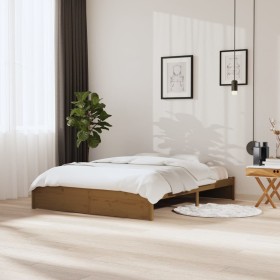 Honey brown solid wood bed frame 160x200 cm by vidaXL, Beds and slatted bases - Ref: Foro24-814962, Price: 174,99 €, Discount: %