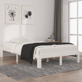 Solid white pine wood bed frame 120x200 cm by vidaXL, Beds and slatted bases - Ref: Foro24-810361, Price: 98,42 €, Discount: %