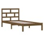 Honey brown solid pine wood bed frame 100x200 cm by vidaXL, Beds and slatted bases - Ref: Foro24-3101211, Price: 113,99 €, Di...