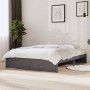 Estructura de cama de madera maciza gris 140x190 cm de vidaXL, Camas y somieres - Ref: Foro24-814931, Precio: 104,00 €, Descu...