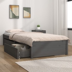 Single bed frame with gray drawers 90x190 cm by vidaXL, Beds and slatted bases - Ref: Foro24-3103460, Price: 194,99 €, Discou...