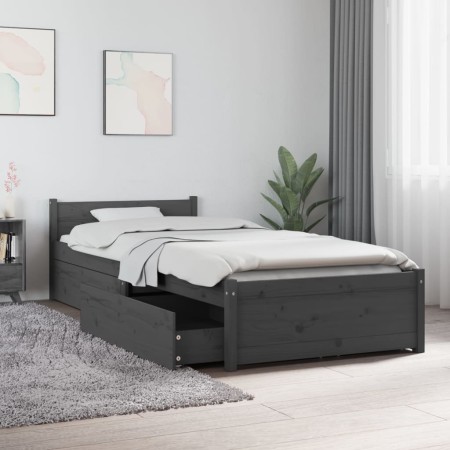 Estructura de cama con cajones gris 75x190 cm de vidaXL, Camas y somieres - Ref: Foro24-3103475, Precio: 258,99 €, Descuento: %