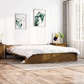 Estructura cama madera maciza marrón miel Super King 180x200 cm de vidaXL, Camas y somieres - Ref: Foro24-815062, Precio: 132...