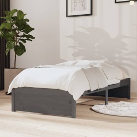 Gray solid wood single bed frame 75x190 cm by vidaXL, Beds and slatted bases - Ref: Foro24-814911, Price: 81,99 €, Discount: %