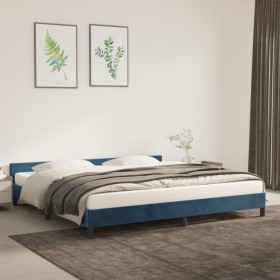 Dark blue velvet bed frame with headboard 200x200 cm by vidaXL, Beds and slatted bases - Ref: Foro24-347595, Price: 133,58 €,...