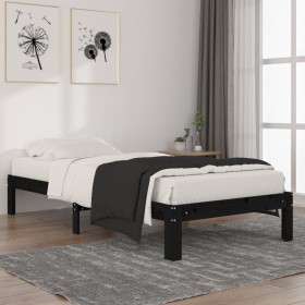 Estructura de cama madera maciza de pino negro 90x200 cm de vidaXL, Camas y somieres - Ref: Foro24-810354, Precio: 86,99 €, D...