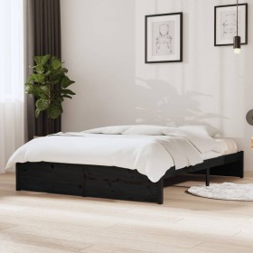 Black solid wood bed frame 140x200 cm by vidaXL, Beds and slatted bases - Ref: Foro24-814953, Price: 136,99 €, Discount: %