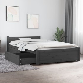 Gray bed frame with drawers 90x200 cm by vidaXL, Beds and slatted bases - Ref: Foro24-3103485, Price: 213,63 €, Discount: %