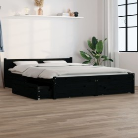 Estructura de cama con cajones negro 120x200 cm de vidaXL, Camas y somieres - Ref: Foro24-3103558, Precio: 345,99 €, Descuent...