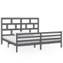 Solid gray pine wood bed frame 200x200 cm by vidaXL, Beds and slatted bases - Ref: Foro24-3101305, Price: 179,76 €, Discount: %