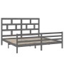 Solid gray pine wood bed frame 200x200 cm by vidaXL, Beds and slatted bases - Ref: Foro24-3101305, Price: 179,76 €, Discount: %