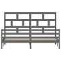 Solid gray pine wood bed frame 200x200 cm by vidaXL, Beds and slatted bases - Ref: Foro24-3101305, Price: 179,76 €, Discount: %