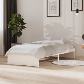 White solid wood single bed frame 90x190 cm by vidaXL, Beds and slatted bases - Ref: Foro24-814915, Price: 97,78 €, Discount: %