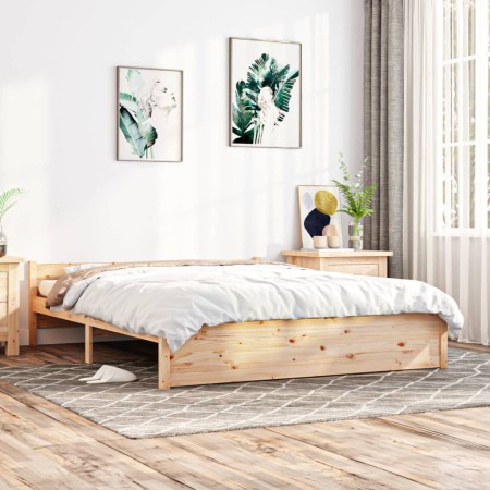 Estructura de cama madera maciza 150x200 cm de vidaXL, Camas y somieres - Ref: Foro24-815049, Precio: 120,07 €, Descuento: %