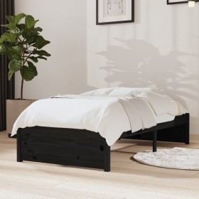 Estructura de cama madera maciza individual negra 75x190 cm de vidaXL, Camas y somieres - Ref: Foro24-814913, Precio: 81,99 €...