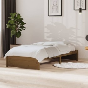 Estructura de cama madera maciza marrón miel 90x190 cm de vidaXL, Camas y somieres - Ref: Foro24-814917, Precio: 78,86 €, Des...